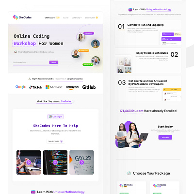 Re-Design SheCode Website branding coding color design landingpage ui ux website