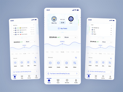 Financial App for Soccer Fans (flat style) app financial flat soccer ui