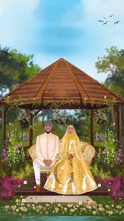 Muslim Wedding Invitation Video 2023 animation caricature graphic design illustration invitation muslim wedding
