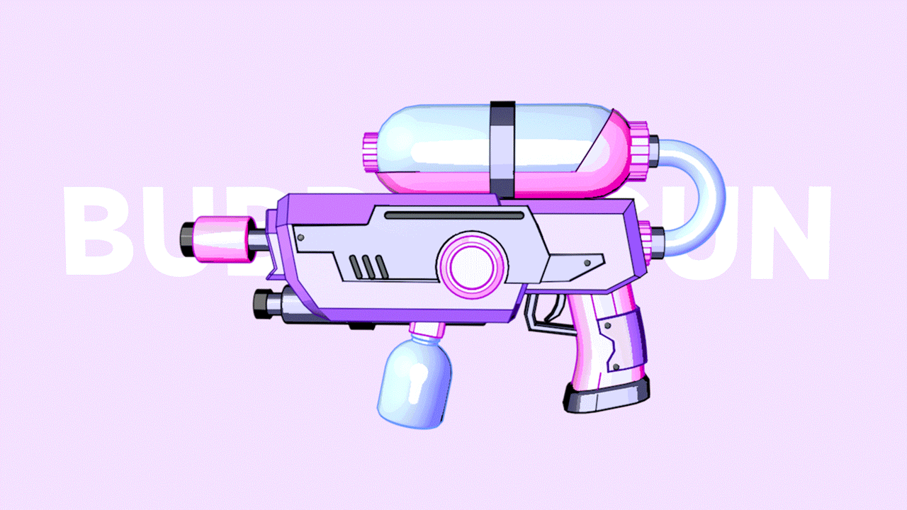 3D pink bubble gun animation 3d animation illustration