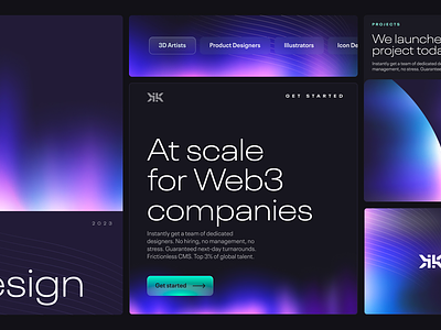 Koncepted: Web3 Design Agency Homepage Redesign Concepts agency website blockchain branding crypto dark design agency futuristic gradient graphic design homepage irridecent landing page light metaverse nft service space ui ux web3