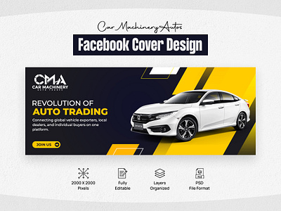 CMA Trades - Car Business Facebook Banners animation app banner ads banner design branding car banner design car post design cover design design facebook cover facebook cover template graphic design illustration logo social media post templates ui vector