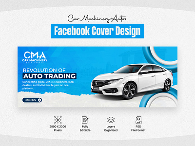 CMA Trades - Car Business Facebook Banners 3d animation app banner ads design banner design branding car banner design car post design cover design design facebook cover design facebook cover template graphic design illustration logo social media post ui vector