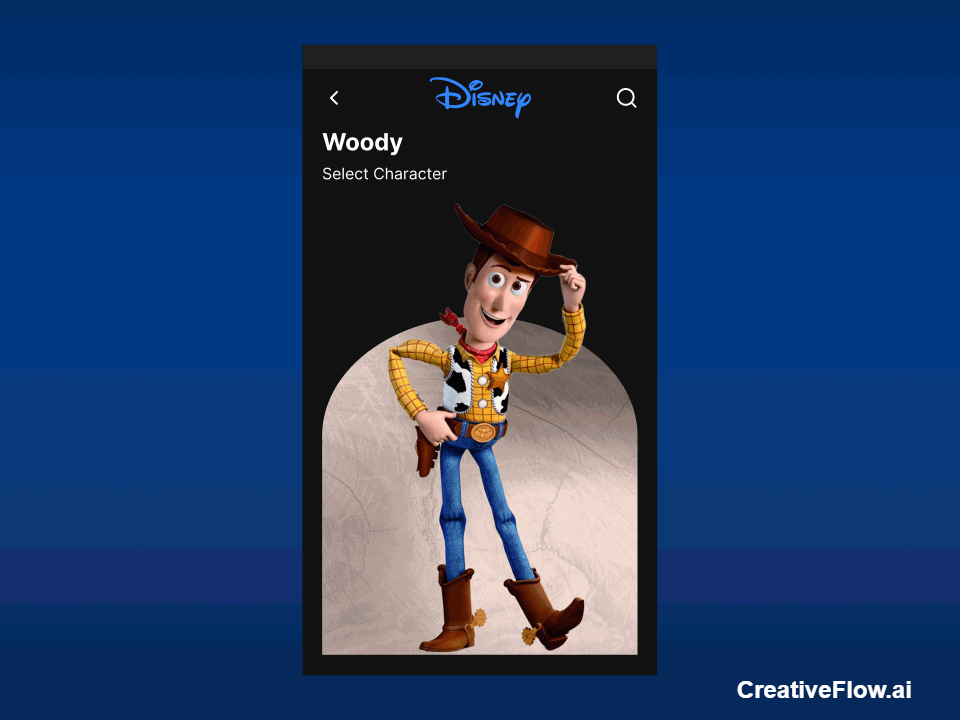 Disney mobile app - Parallax Animation animated graphics animated user interface app animation app design dailyui digital art disney innovative design interactive design microinteraction motion design motion graphics parallax animation scroll effects scroll interaction scroll parallax ui ui design user experience visual storytelling