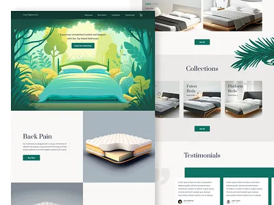 Mattresses Web Design bed beds blue clean comfortable comfy cozy design forest green illustration mattress mattresses ui ux white