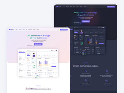 Landing Page - Vuexy Design System admin admin dashboard admin template button card chart components dark dashboard figma glass hero home page landing page like menu minimal ui uikit widget