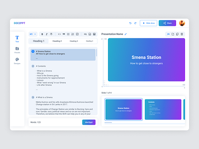 Редактор − Doc2ppt ai design ui ux web