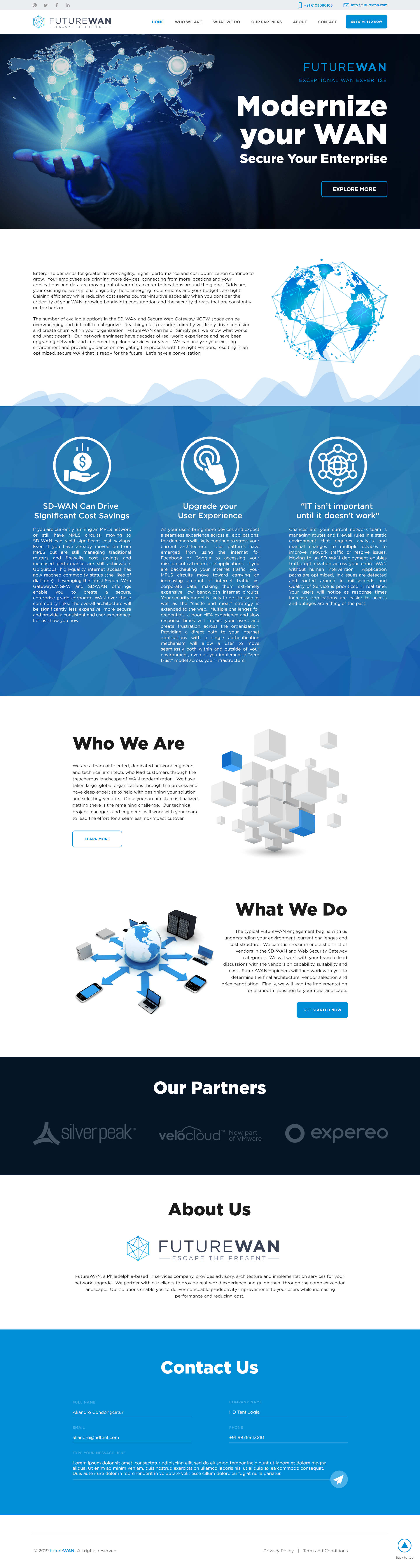 FUTUREWAN Website blue landingpage technology ui ux website