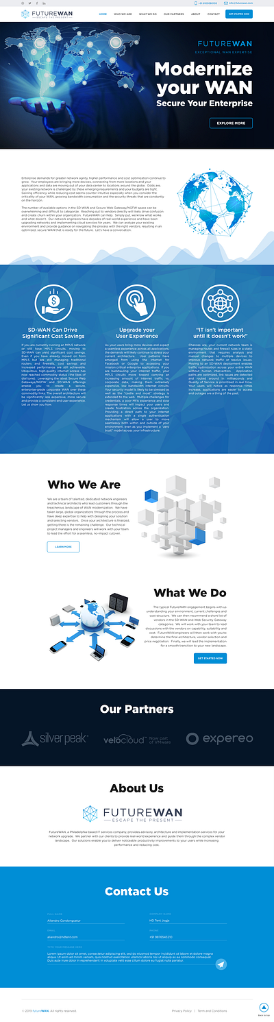 FUTUREWAN Website blue landingpage technology ui ux website