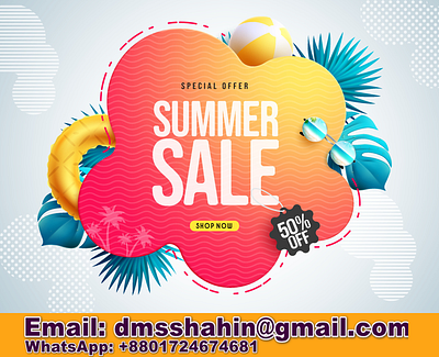 Summer Banner Design banner design branding graphic design summer banner design t shirt design typography