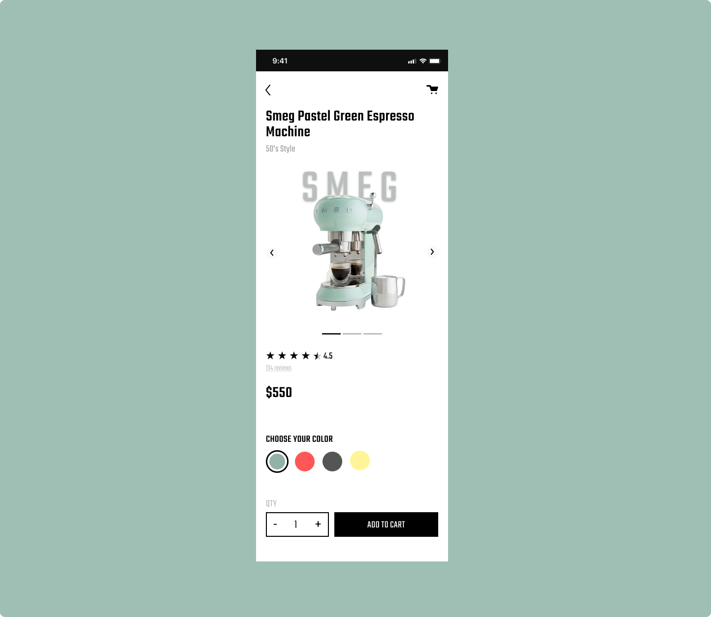 Product details page (Coffee machine) alignment app coffee machine color design minimal mobile phone product details simple ui