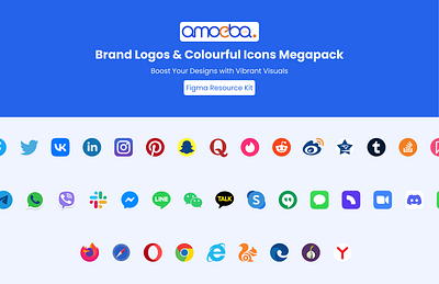 Brand Logos & Colourful Icons Mega Pack - Amoeba Labs amoeba labs amoeba labs design brand icons brand logo brand logos colourful icons design agency in nepal facebook icon graphic design icons megapack instagram icon logo social media icons typography ui youtube icon