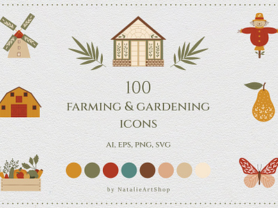 Farming & gardening icon set