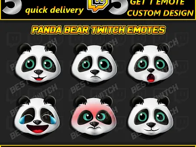 Emoji Panda Bear twitch and discord YouTube ! BestTwitch best twitch badges branding design graphic design illustration logo motion graphics new badges sub badges ui