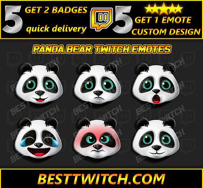 Emoji Panda Bear twitch and discord YouTube ! BestTwitch best twitch badges branding design graphic design illustration logo motion graphics new badges sub badges ui