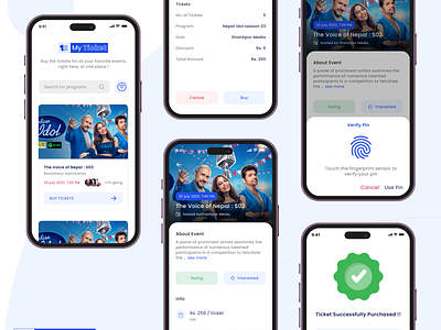 My Ticket - Event Booking App : Elevating Event Experiences amoeba labs app ui app uiux app ux design design agency in nepal event booking app event booking app design event booking app ui event ticketing app event ticketing app desing event ticketing app ux ui uiux ux