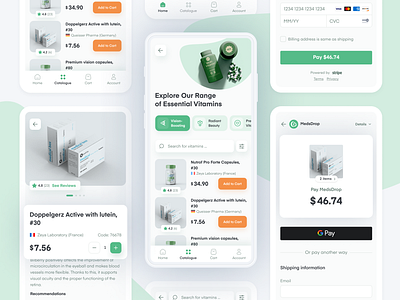 eCommerce app app branding design ecommerce figma health illustration interface logo minimal mobile payment shop supplements ui ui design ux