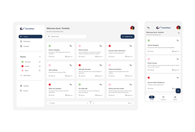 CheckMate, A to-do web and mobile app ui