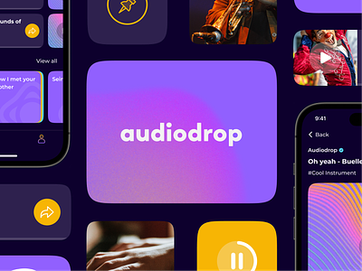 Audiodrop: Sound Sharing Revolution audio share clean modern music music player music screen music share play music typography ui ux