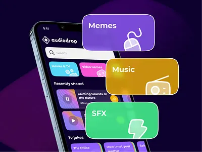 Audiodrop: Sound Sharing Revolution audio clean design development meme music music screen music share play music share share music ui ux