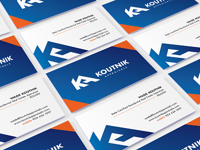 Koutnik Appraisals Business Cards appraisal company appraisals blue brand identity business card design logo design orange