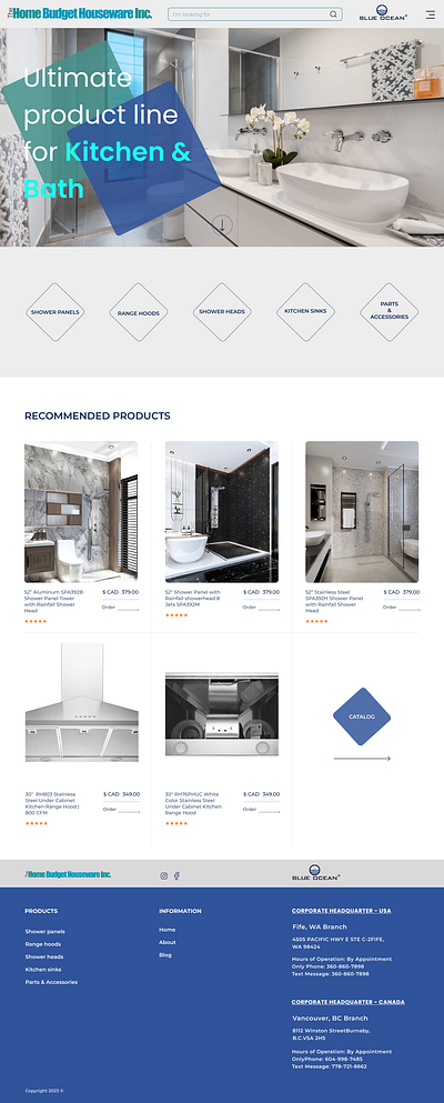 The home page of the online store of sanitary ware for the kitch design e comerce home page homepage kitchen and bath landing page plumbing ui ui design uiux uiuxdesign ux design web web design