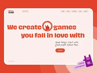 RED COLLAR x BELKA GAMES - Animated website for a gamedev studio 3d animation b2b blender branding career website creative website design game studio game studio website game website gamedev graphic design hypercasual game website illustration mascot mobile game studio motion graphics ui webdesign