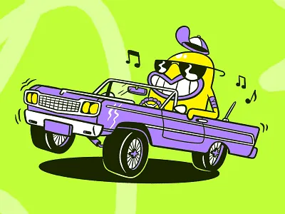 Low Rider beer blake stevenson car cartoon character design cute design illustration jetpacks and rollerskates logo low rider music retro smile ui west coast