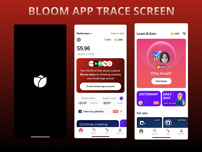 BLOOM IOS APP TRACE SCREEN branding design illustration inspiration ios mobile app recreate screen ui