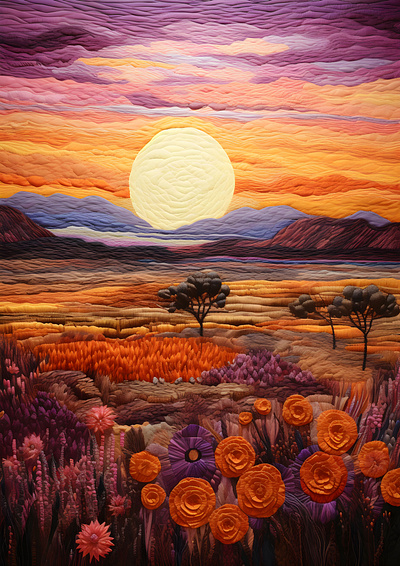 Sunset Fields Tapestry decor mountains rose sunset tapestry