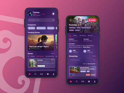 Game Streaming Mobile App design interface mobile ui