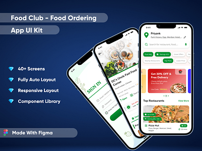 Food Club - Food Ordering App food app food delivery app food order app food ordering app ui uidesign uiux ux uxdesign