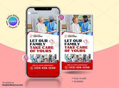 Senior Care Instagram Story Banner Template canva canva template design home care instagram story banner home care social media banner instagram story banner template instagram story design social media banner social media post social media post template