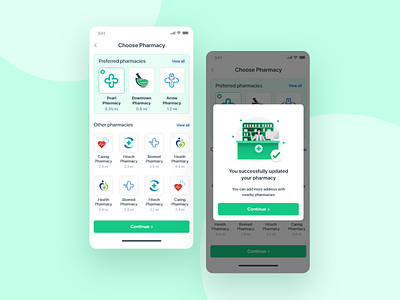 Pharmacy Selection Screens for Online Medicine App appointment app book appointment book appointment app choose doctor app doctor app medical app medical app ui mobile app mobile app ui online medical app online medicine app pharmacy app pharmacy mobile app