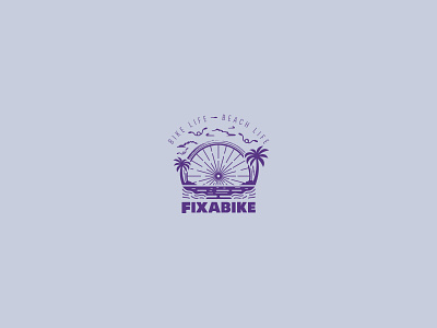 Bicycle Shop Logo Design bicycle bike brand branding coastline design graphic design identity illustration logo logotype nature ocean palm tree sea shop sunrise vacation vector wheel