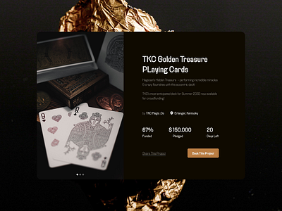 Day 32 - Crowdfunding crowd funding crowdfunding dailyui dailyui032 gold magic minimal playingcards ui webdesign