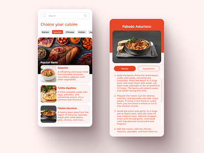 Spanish cuisine app - Sabor Buscador app branding design figam figma graphic design illustration logo ui vector