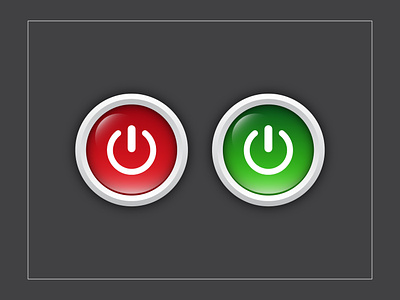 ON-OFF BUTTON 3d button colorful creative design gradient graphic design green illustration interface on off power realistic red round stainless swipe switch ui website button