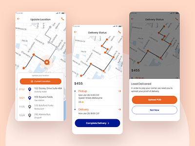 Online Load Pickup & Delivery App check point ui delivery app delivery mobile app load delivery app load pickup app location ui logistic app logistics logistics mobile app online order order ui pickup mobile app track order track parcel track ui transport mobile app transportation