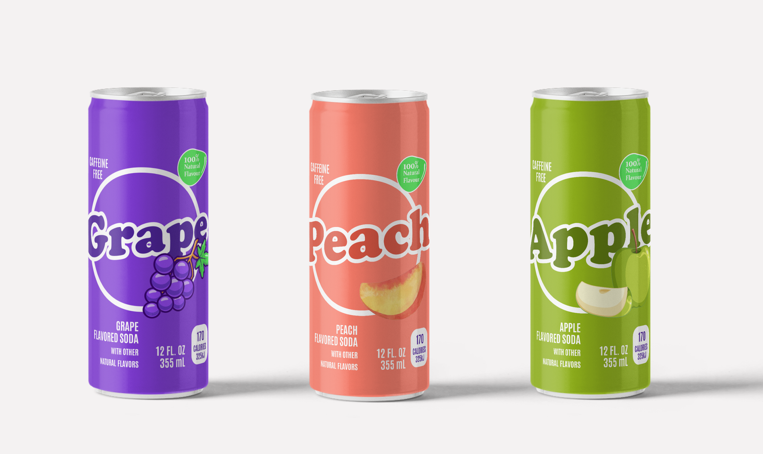 Flavored Drink Can Mockup 3d apple branding can design drink flavored fruity grape graphic design illustration logo mockup peach soda softdrink typography ui ux vector