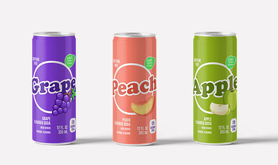 Flavored Drink Can Mockup 3d apple branding can design drink flavored fruity grape graphic design illustration logo mockup peach soda softdrink typography ui ux vector