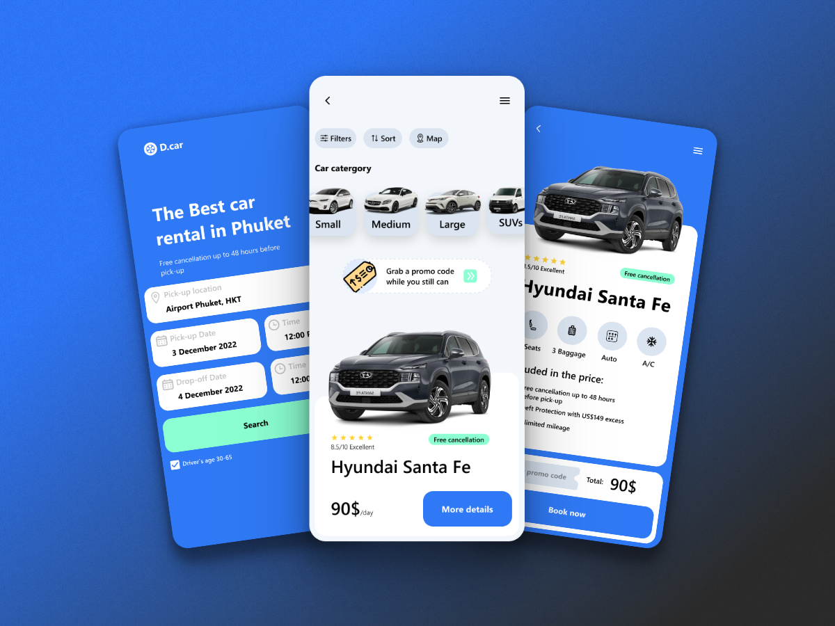 Example of D.car Mobile Design