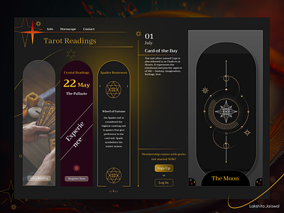 Konzept UI Design Astrology Tarot card website Template 3d animation branding graphic design motion graphics