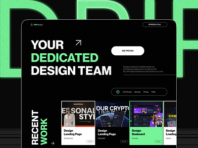 DRIPdesigns - Design Agency agency big text clean composition concept design design agency designsite digital studio green interface landing large text layout minimalism typography ui ux website