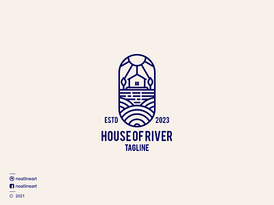 House Of River Line Logo agriculture art branding design graphic design illustration line lineart logo neatlineart ui vector