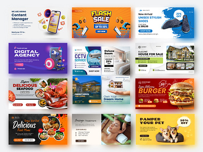 Facebook Ads from Various Clients (1.9:1 & 1:1 Sizes) ads branding canva design facebook ads graphic design illustration logo minimal typography vector