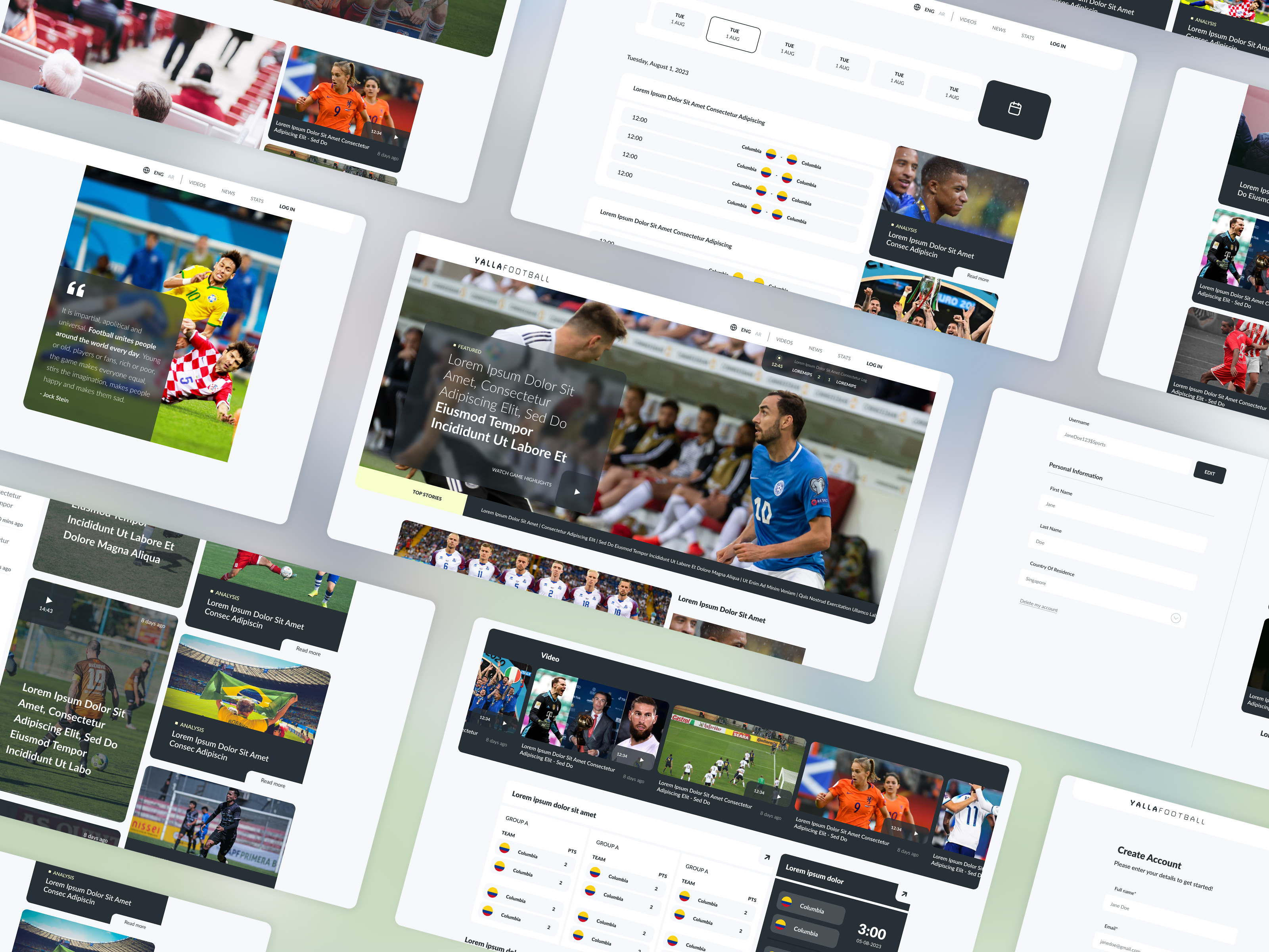 Football News Website analysis branding figma football games grid homepage landing page light design live score news results score soccer sports sports feed web design website