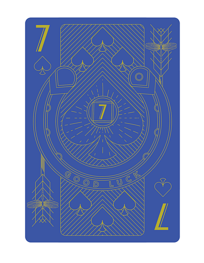 7 of Spades illustration line art playing card