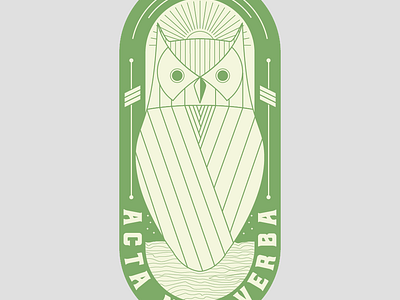 Deeds not words bird illustration latin owl