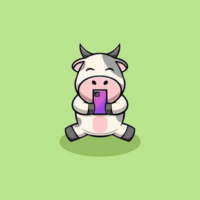 Cute Baby Cow Selfie Illustration branding graphic design selfie moments